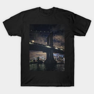 Two Bridges by Night, NYC T-Shirt